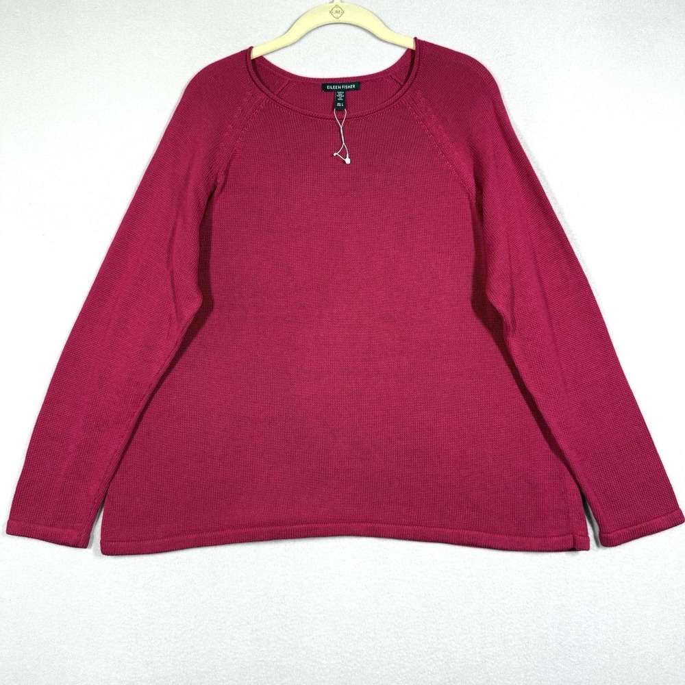 Eileen Fisher Sweater Womens Large Peruvian Cotton Blend Knit Pullover Rollneck